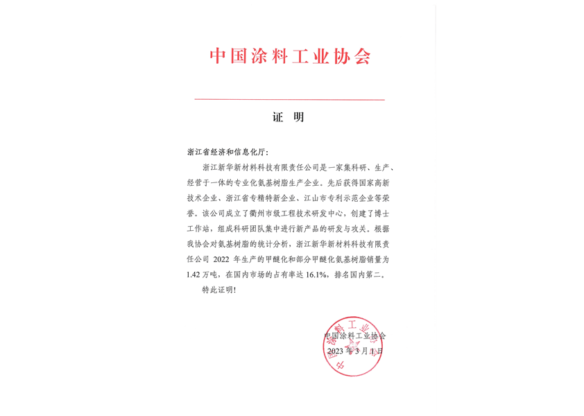 2023年3月中国涂料财产协会市场据有率证实